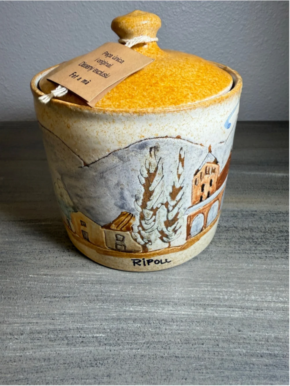 Vtg Pastisseria Costa Ripoll Spain Art Pottery Canister Jar Signed Albert Mofijo